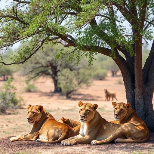 A pride of lions resting in the shade during a Siyabonga Safari tour