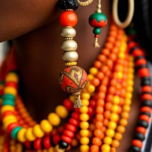 Close-up of hand-crafted African beaded jewelry