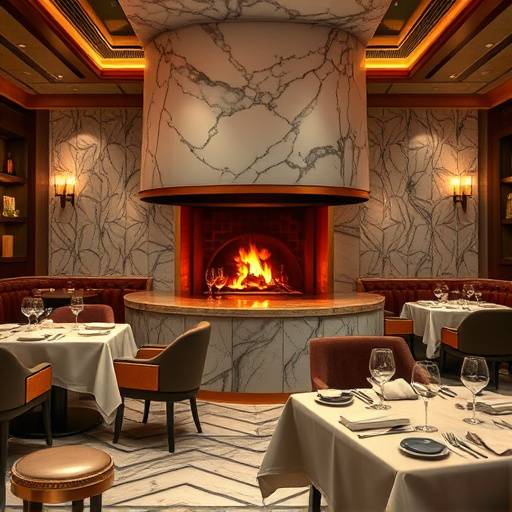 Elegant dining room at Marble Restaurant in Johannesburg, featuring a wood-fired grill