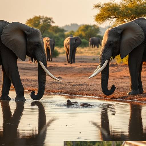 Elephants drinking at a watering hole during a Siyabonga Safari