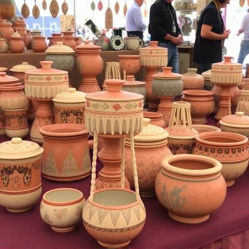Handcrafted pottery and ceramics displayed at a craft fair in Pretoria