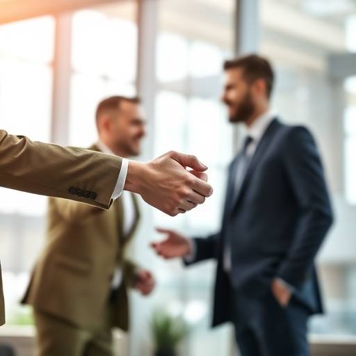 Hands shaking over a business deal, symbolizing partnership and success